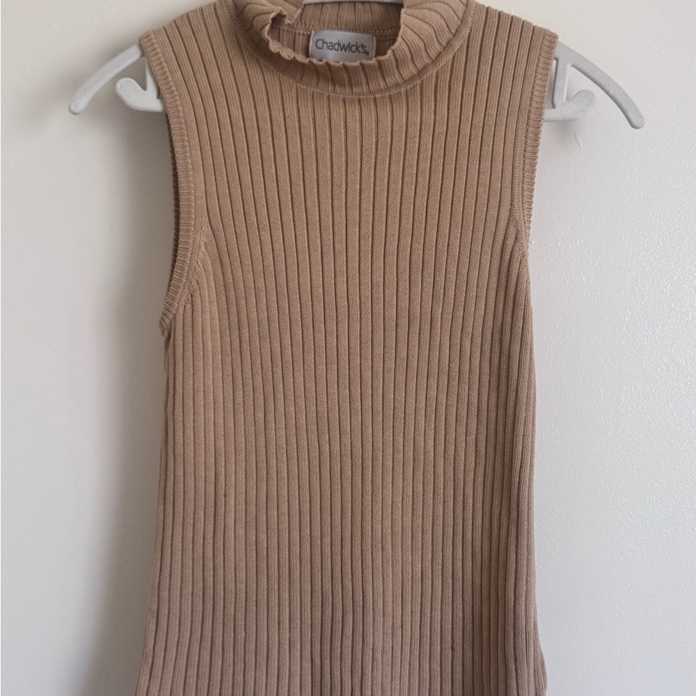 Chadwicks | Beige Ribbed Knit Top - Picture 3 of 3